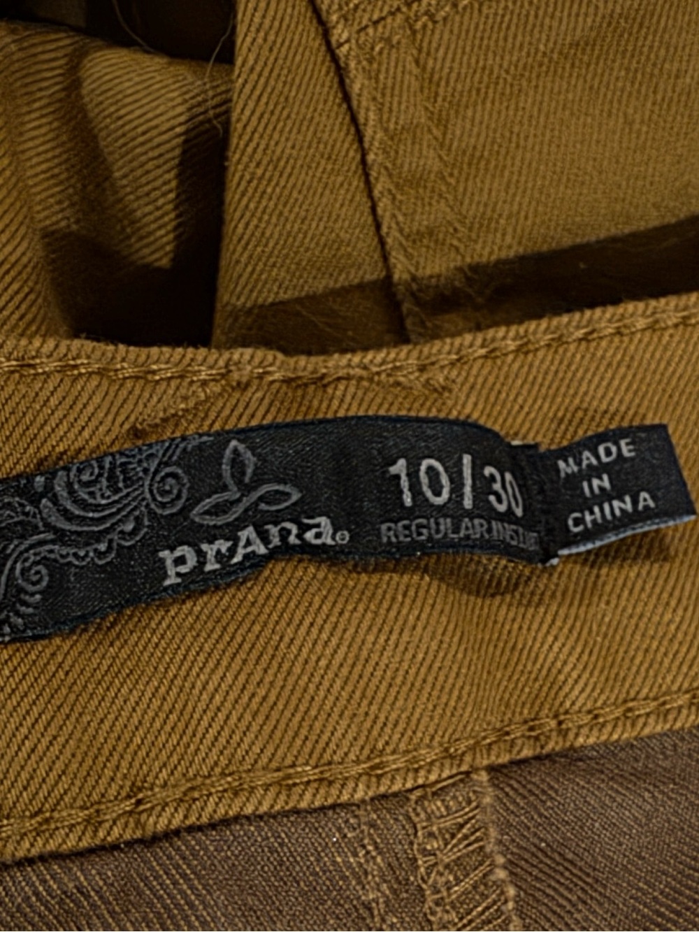 prAna Women’s Oday Jeans Size 10 camel color Straight Leg Pants 30” Inseam - Picture 7 of 8